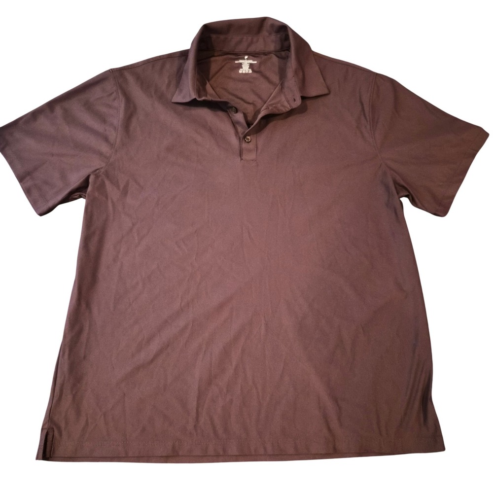 Fabletics Mens Short Sleeve Performance Polo Shirt Large Plum Burgundy Athletic
